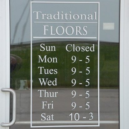 Traditional Floors' Showroom hours of operations in Milan, IL